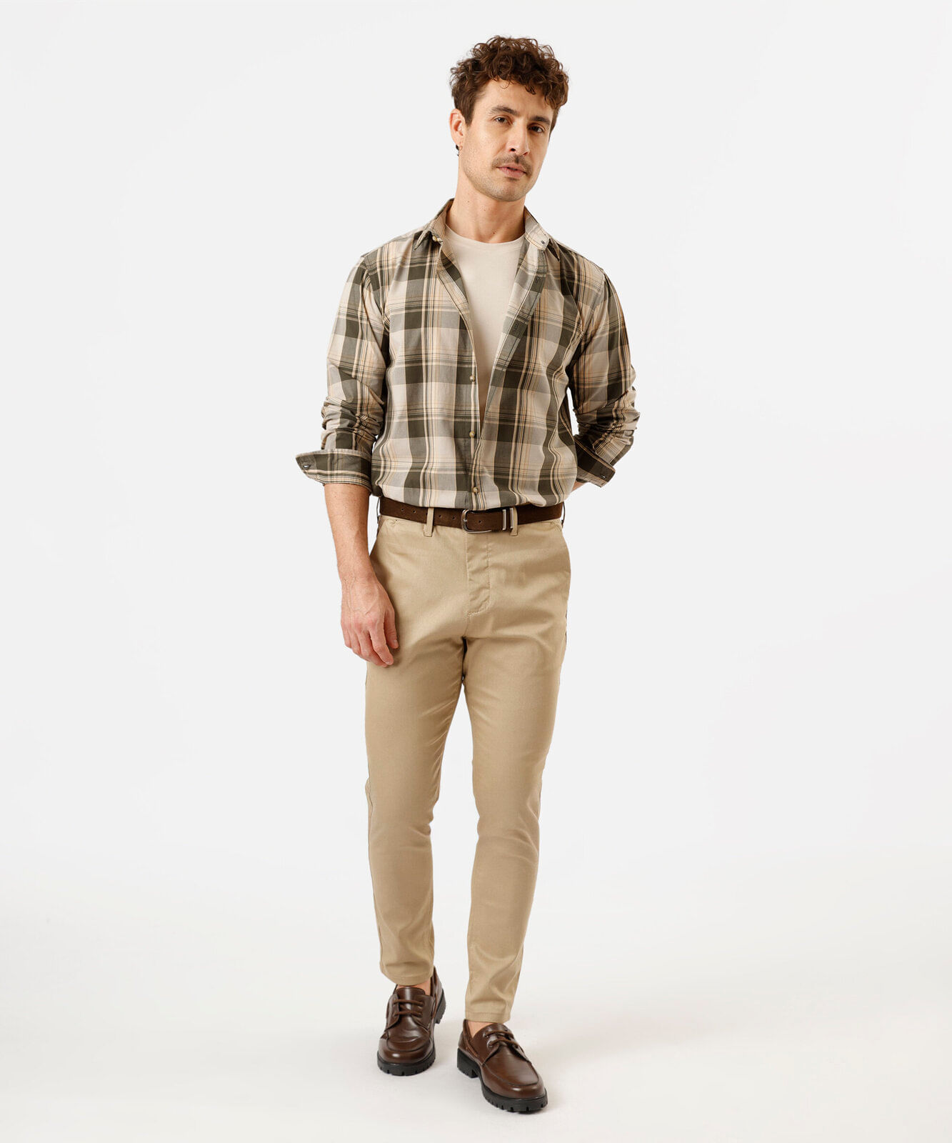 camisa masculina com algodão manga longa xadrez verde