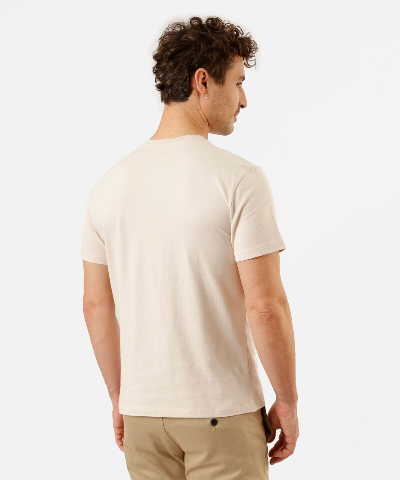 camiseta slim masculina de algodão bege