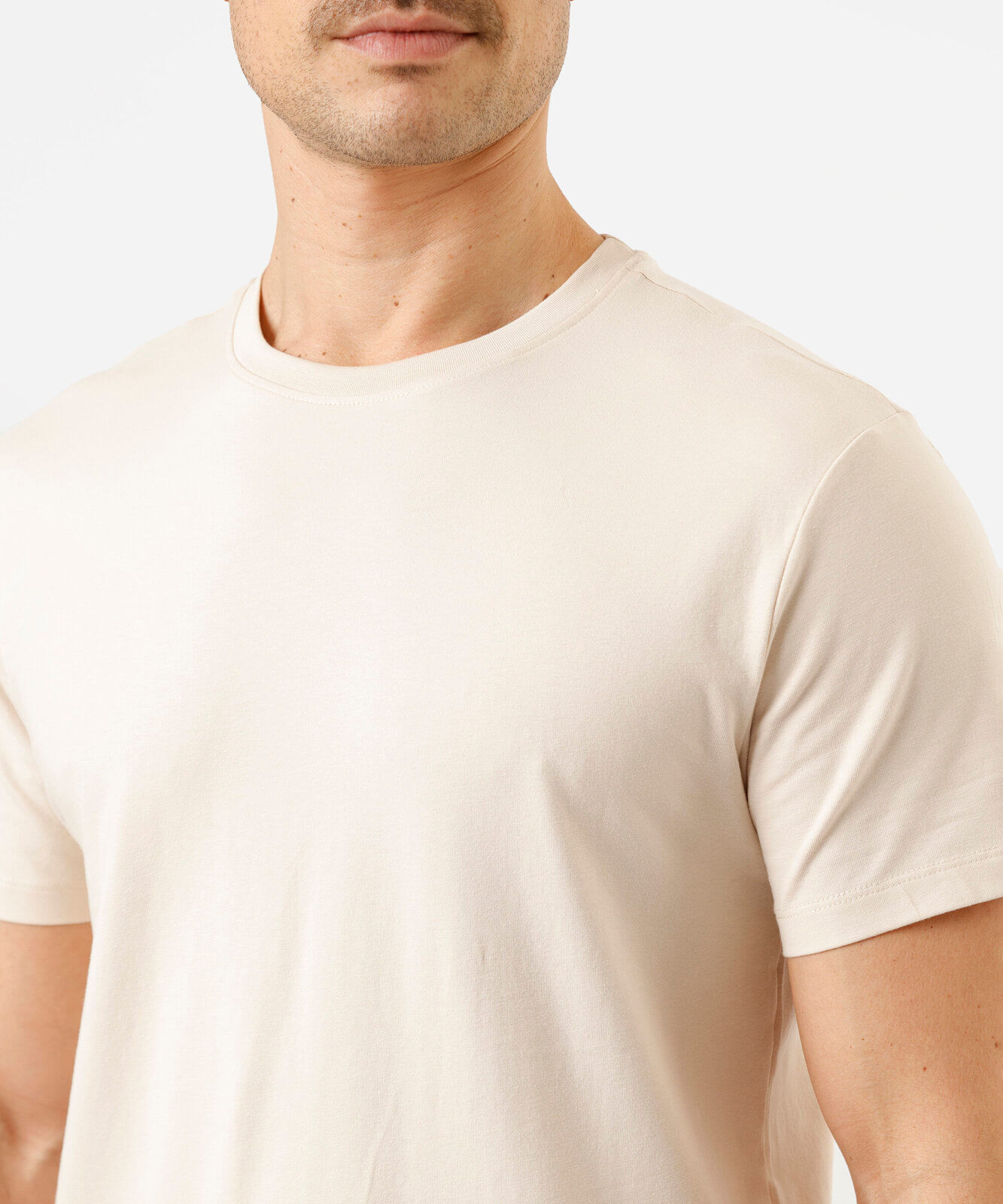 camiseta slim masculina de algodão bege
