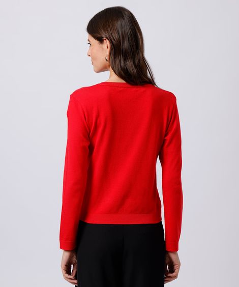 suéter feminino de tricot gola redonda mindset vermelho