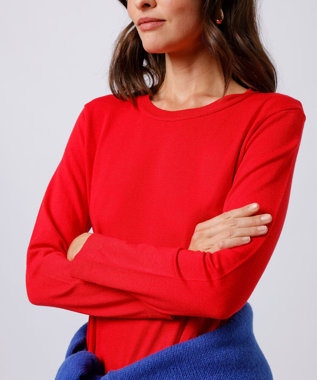 suéter feminino de tricot gola redonda mindset vermelho