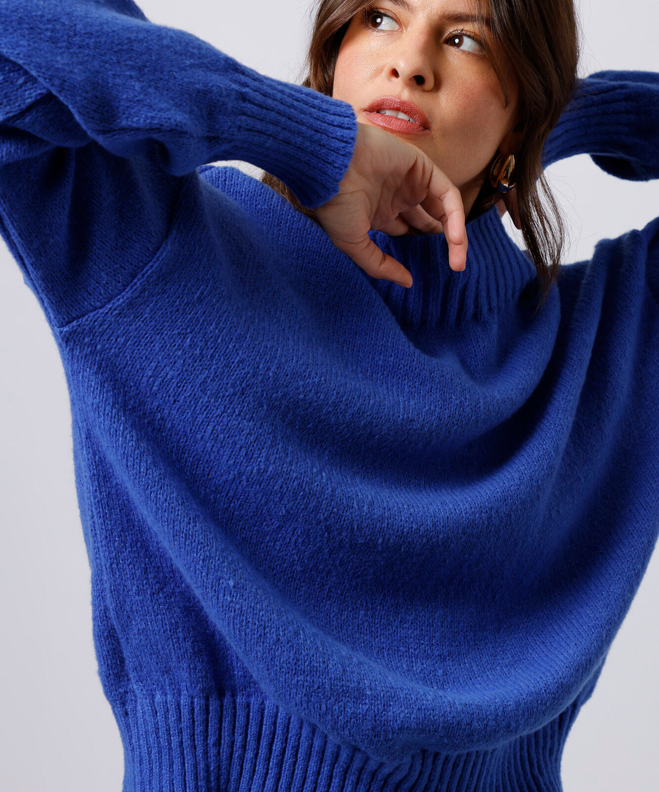 suéter feminino de tricot gola alta mindset azul