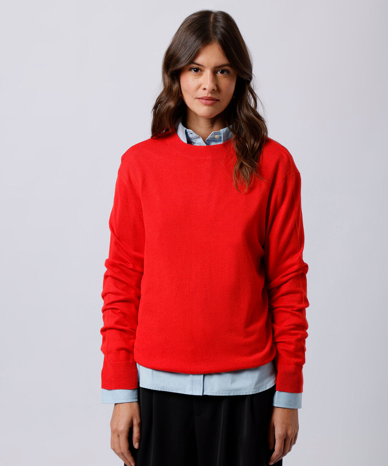 suéter feminino de tricot com lã mindset vermelho