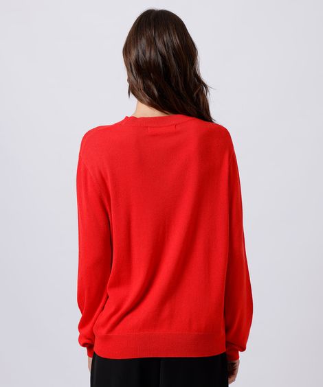 suéter feminino de tricot com lã mindset vermelho