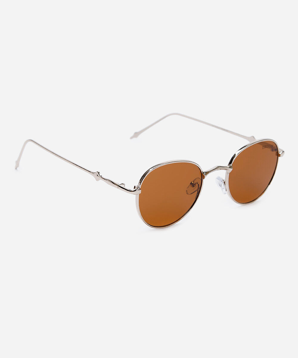 óculos de sol feminino redondo de metal triton dourado