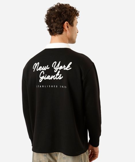 polo oversized masculina manga longa giants nfl preta