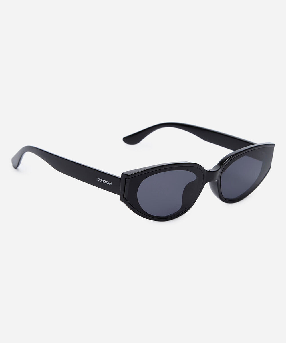 óculos de sol feminino oval de acetato triton preto