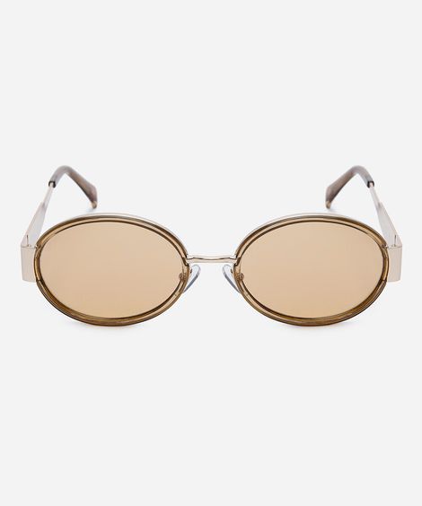 óculos de sol feminino redondo de metal triton dourado
