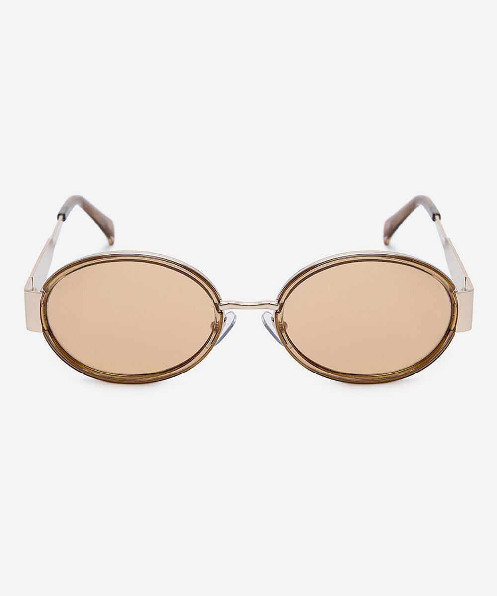 óculos de sol feminino redondo de metal triton dourado