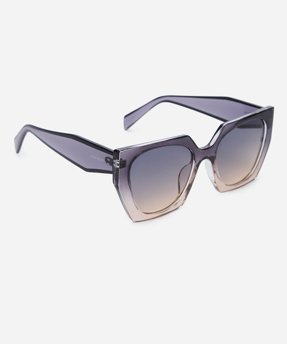óculos de sol feminino quadrado de acetato triton cinza
