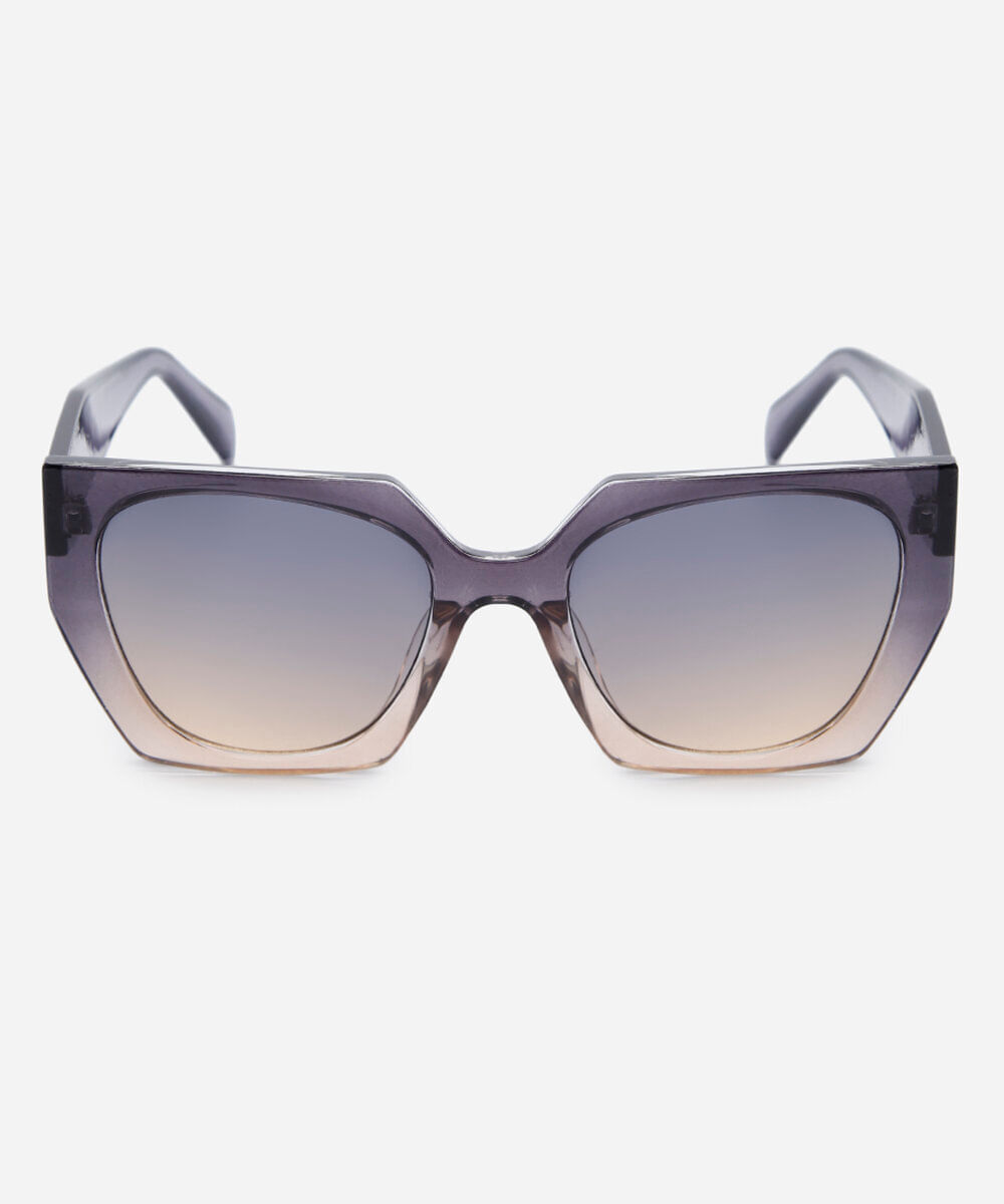 óculos de sol feminino quadrado de acetato triton cinza