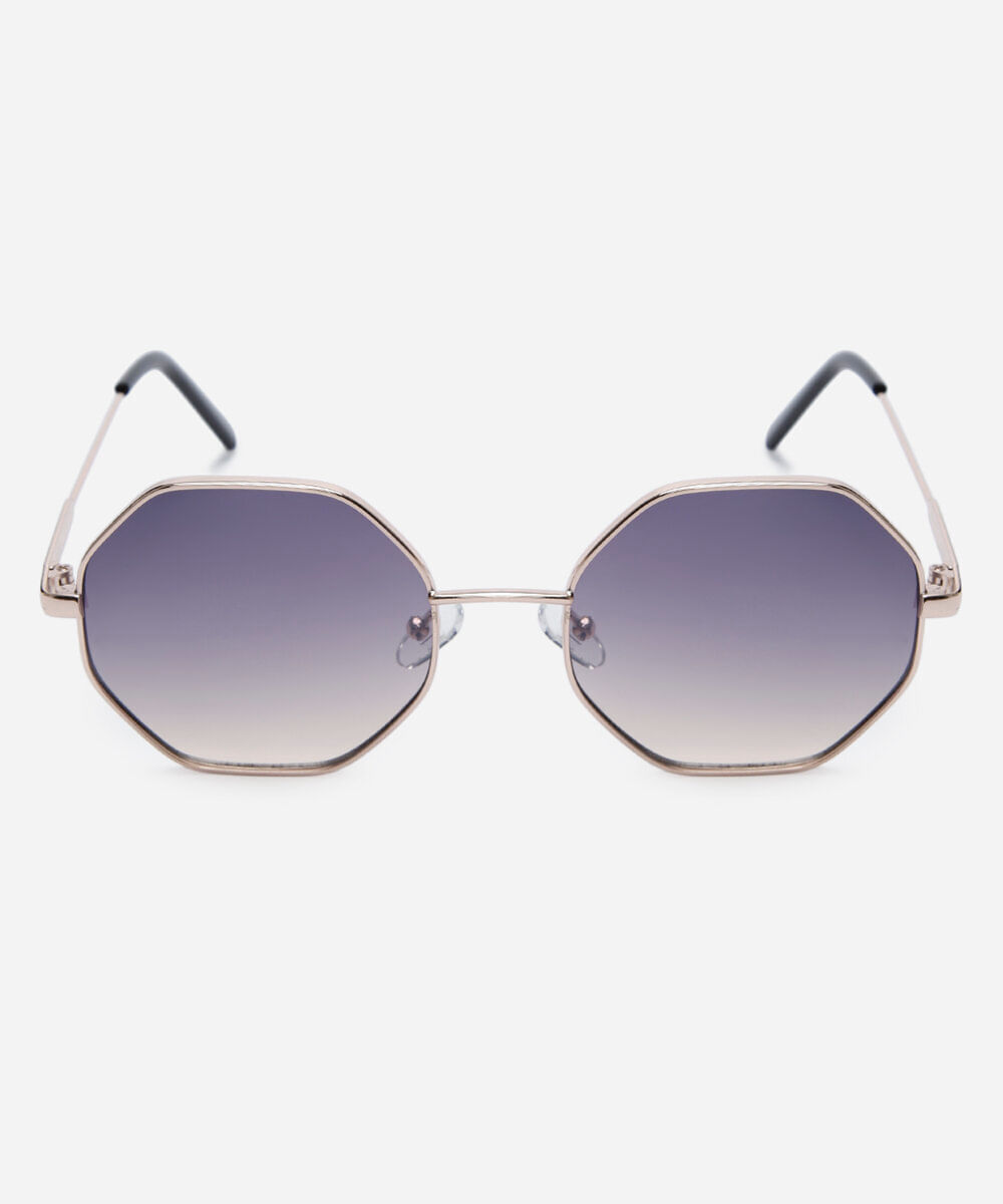 óculos de sol feminino redondo de metal triton dourado