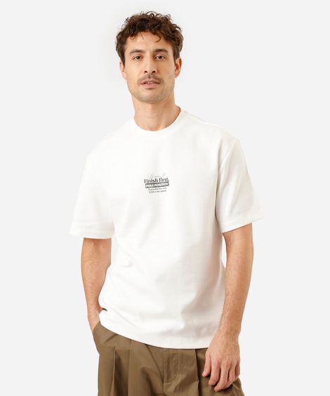 camiseta masculina com algodão manga curta estampada off white