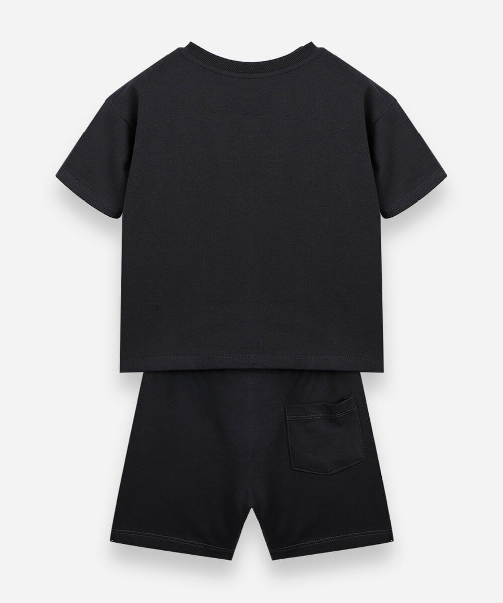 conjunto curto infantil de algodão patrulha canina cinza