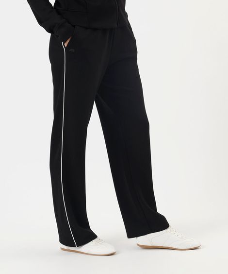 calça reta feminina esportiva com nervura preta