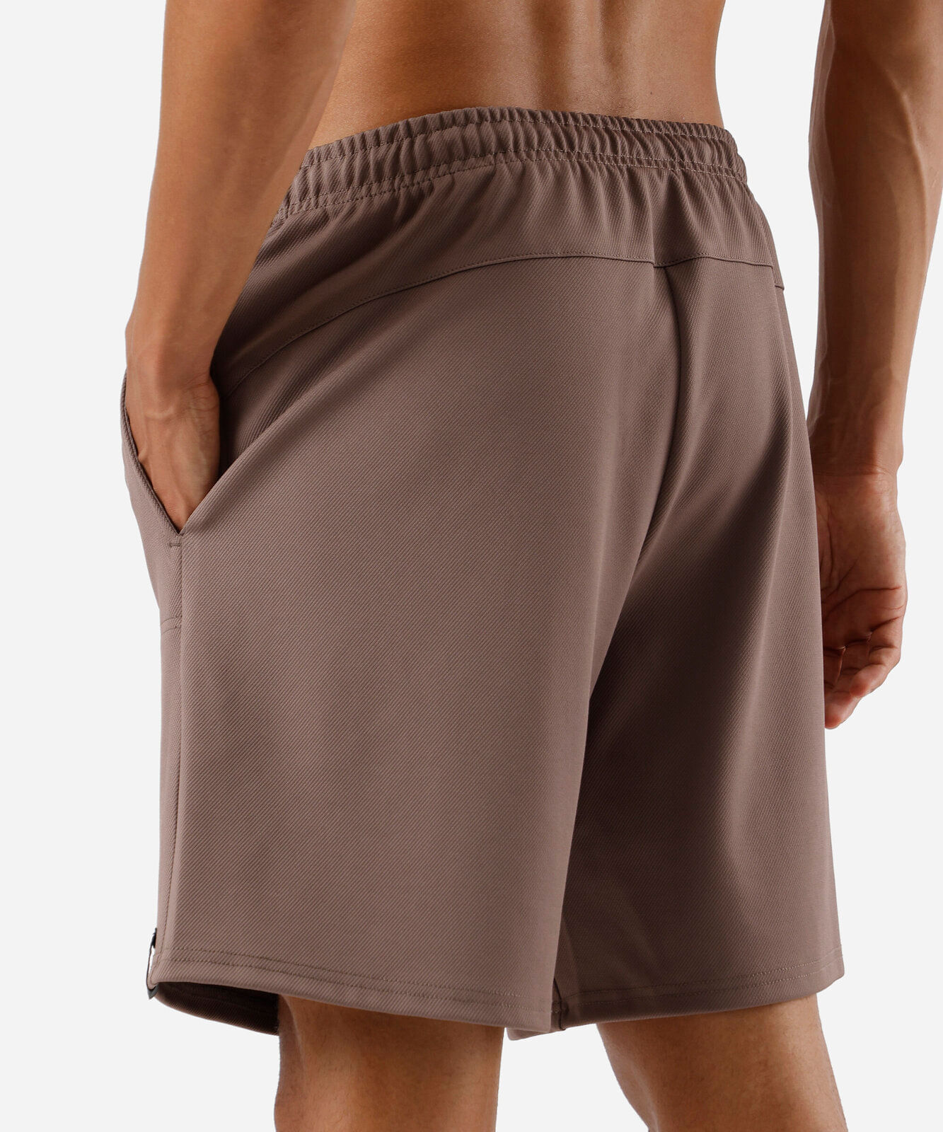 short cós com elástico texturizado esportivo marrom