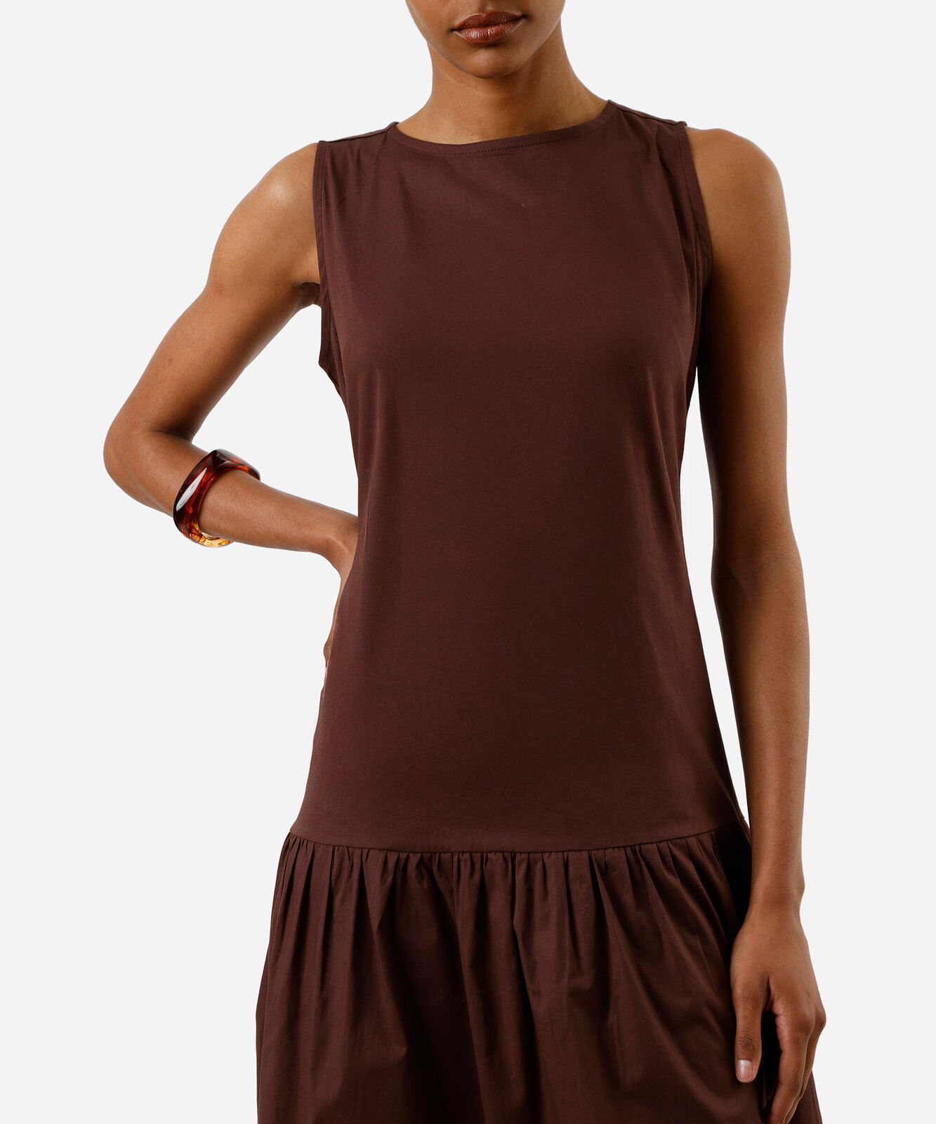 vestido midi feminino de algodão marrom