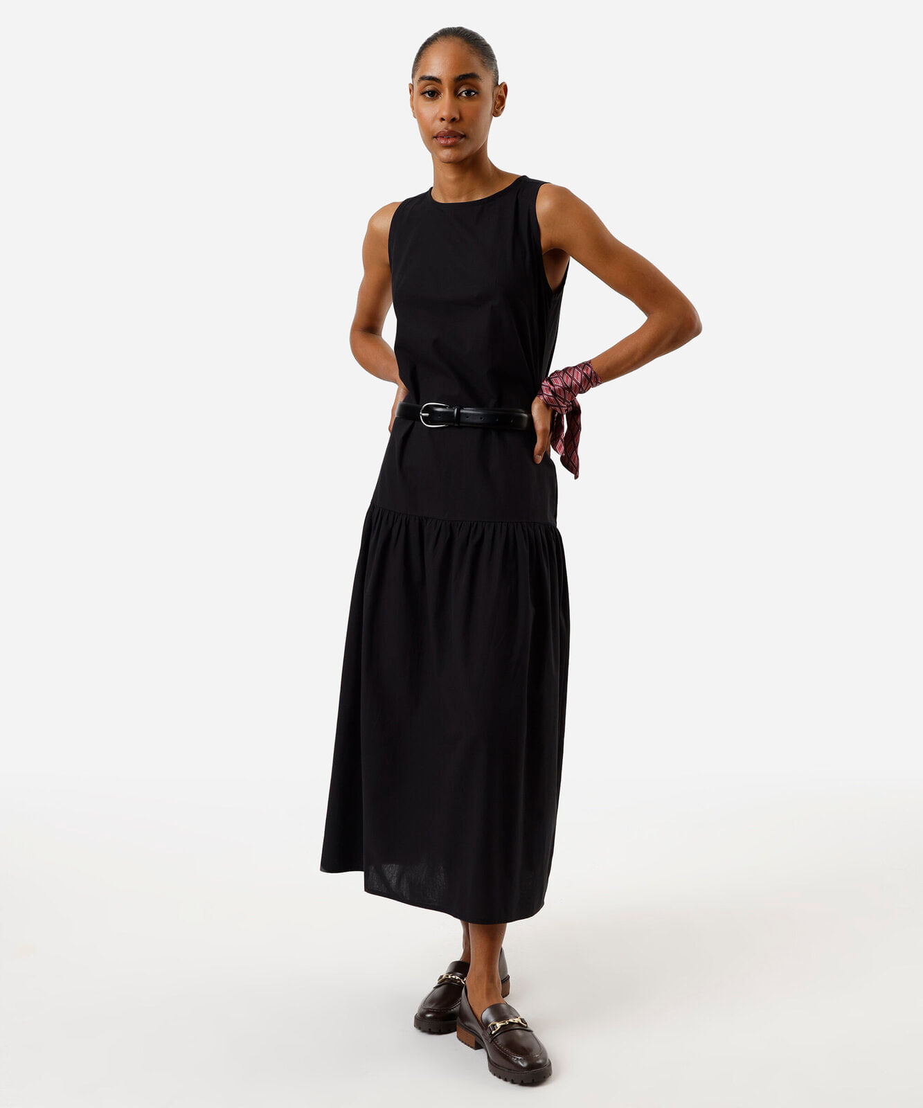 vestido midi feminino de algodão preto