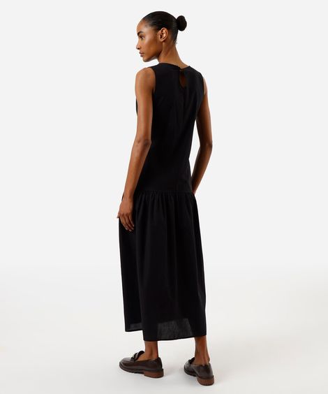 vestido midi feminino de algodão preto
