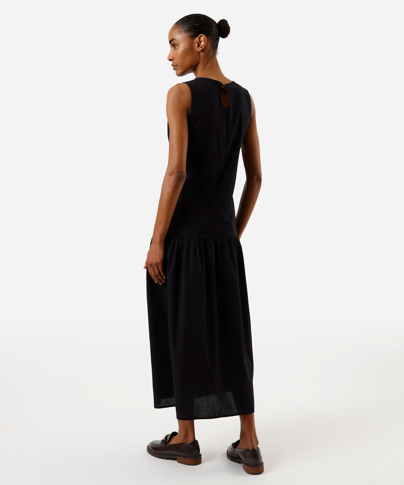 vestido midi feminino de algodão preto