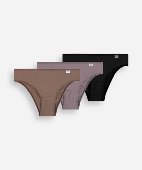 kit de 3 calcinhas biquíni feminino delrio colorido