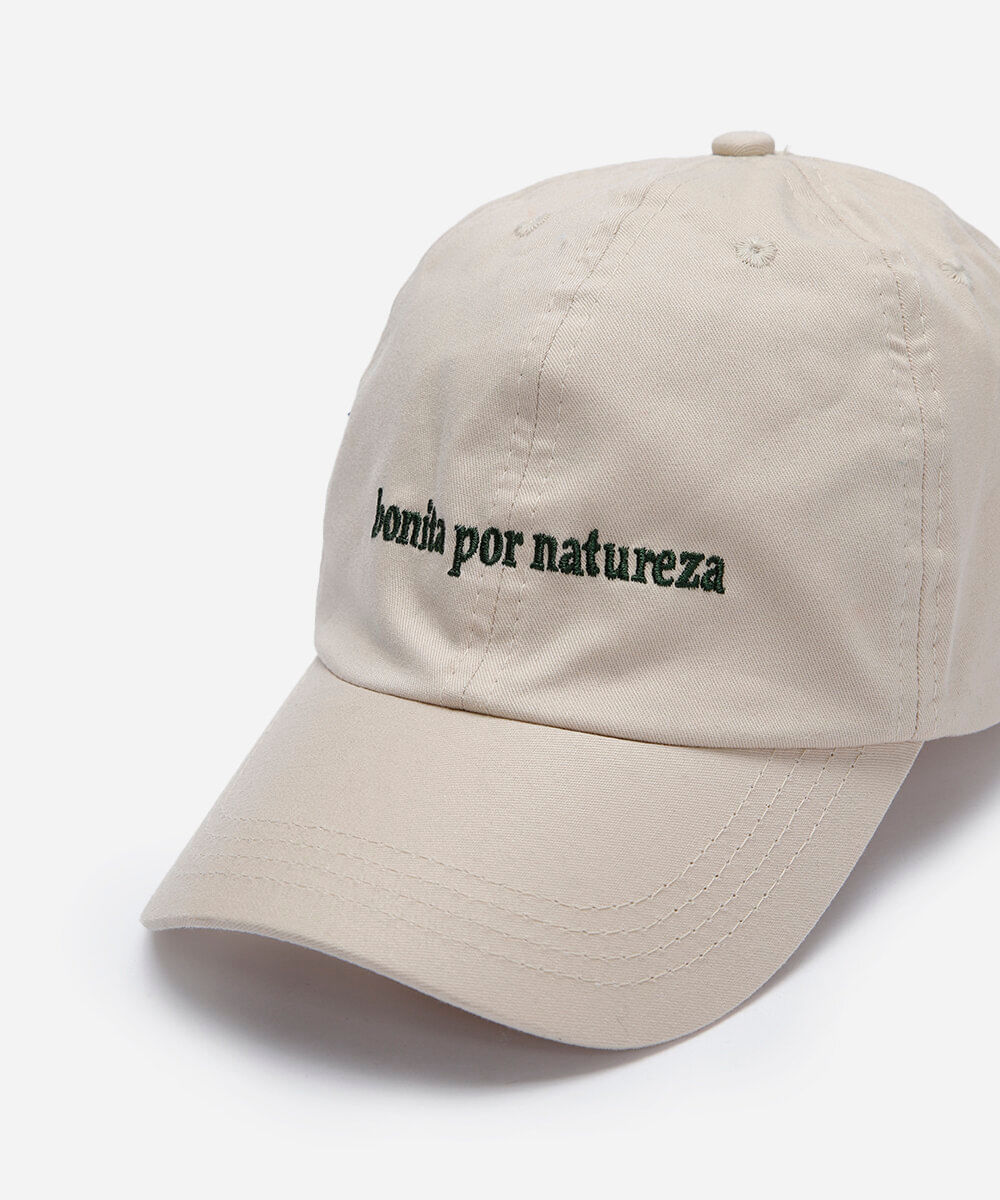 boné aba curva bordado bonita por natureza bege
