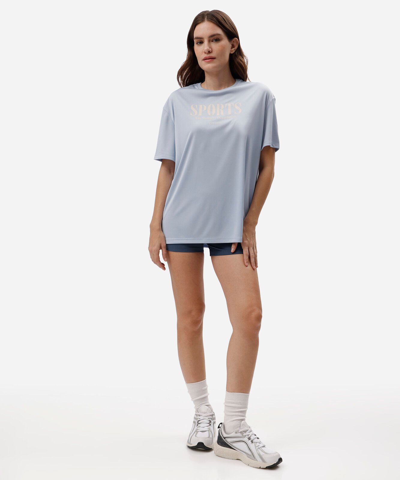 camiseta esportiva feminina manga curta azul