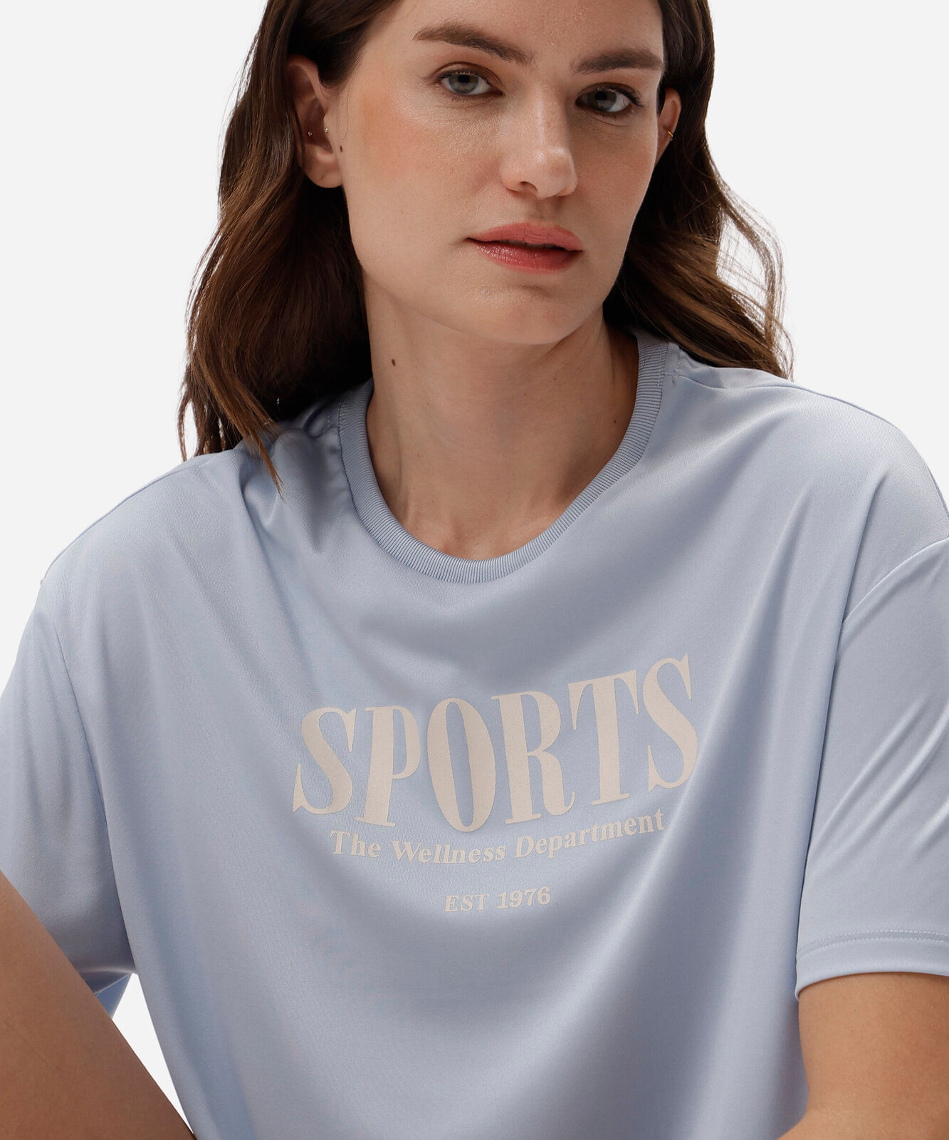 camiseta esportiva feminina manga curta azul