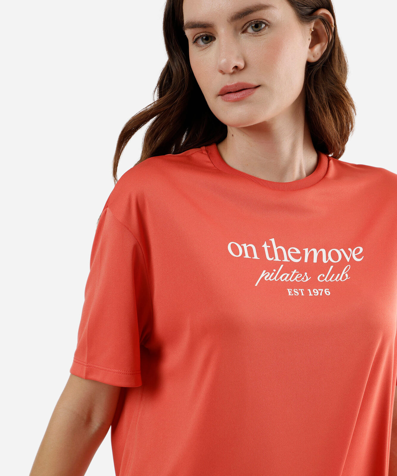 camiseta esportiva manga curta estampada vermelha