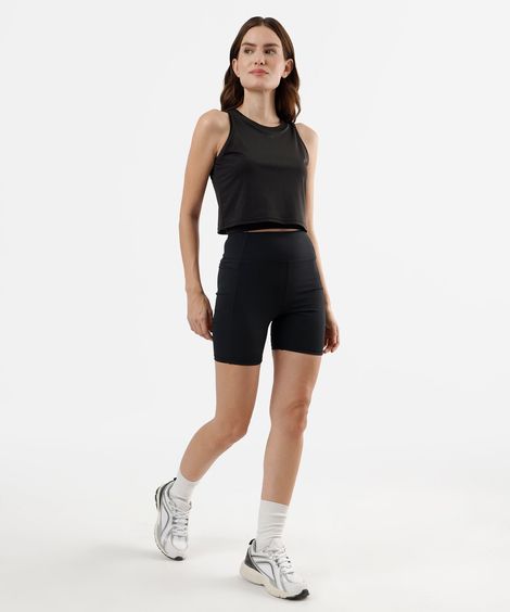 bermuda esportiva feminina com bolso preta