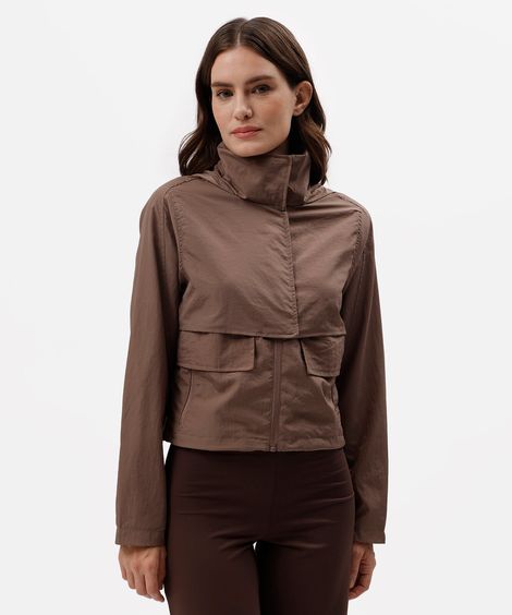 jaqueta box fit feminina de poliamida esportiva oversized marrom