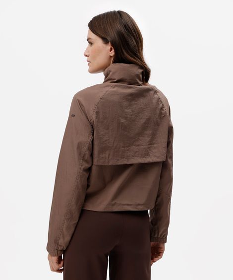 jaqueta box fit feminina de poliamida esportiva oversized marrom