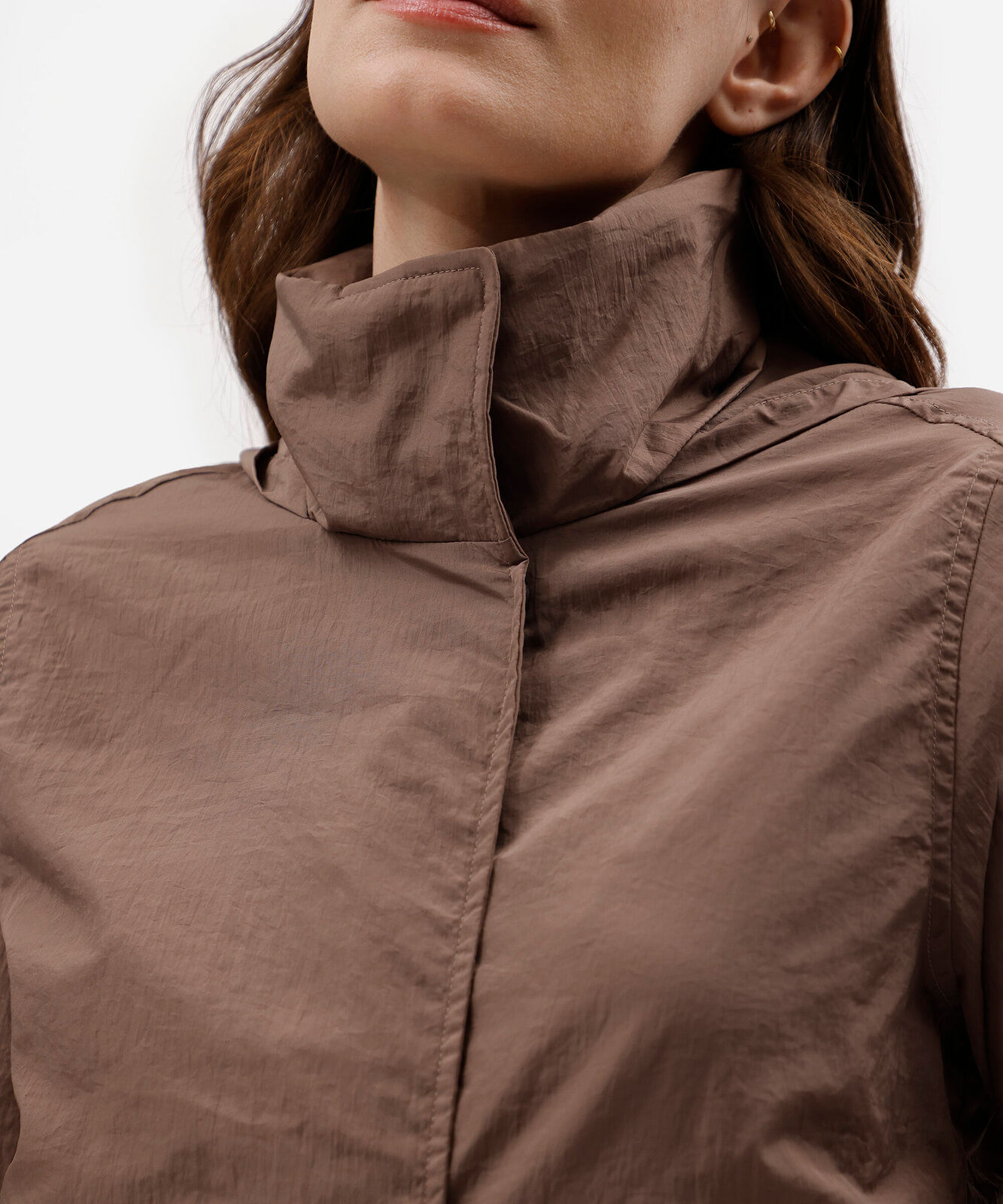 jaqueta box fit feminina de poliamida esportiva oversized marrom