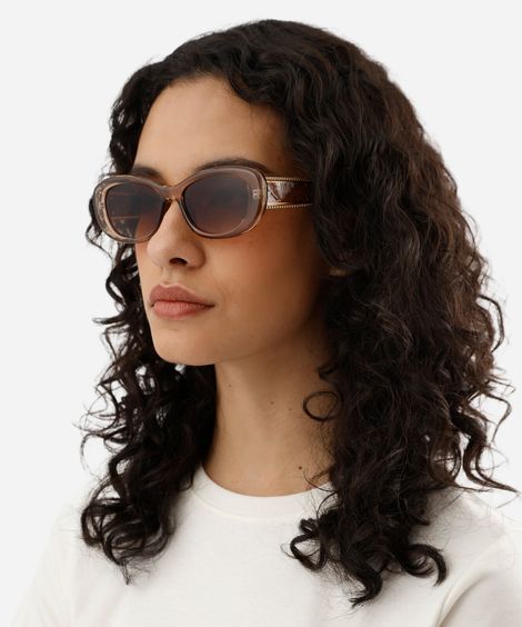 óculos de sol feminino gatinho de acetato triton marrom