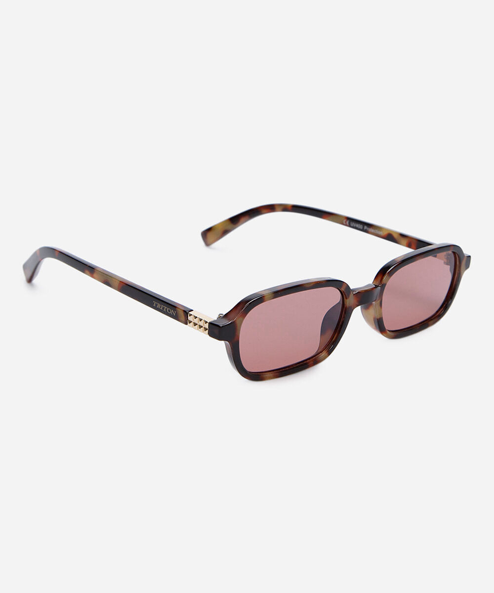 óculos de sol feminino quadrado de acetato tartaruga triton marrom