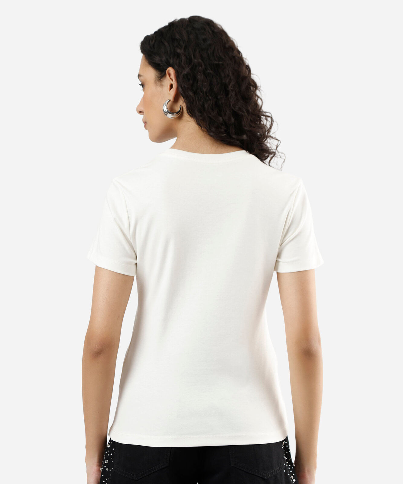 camiseta slim feminina de algodão peruano manga curta off white