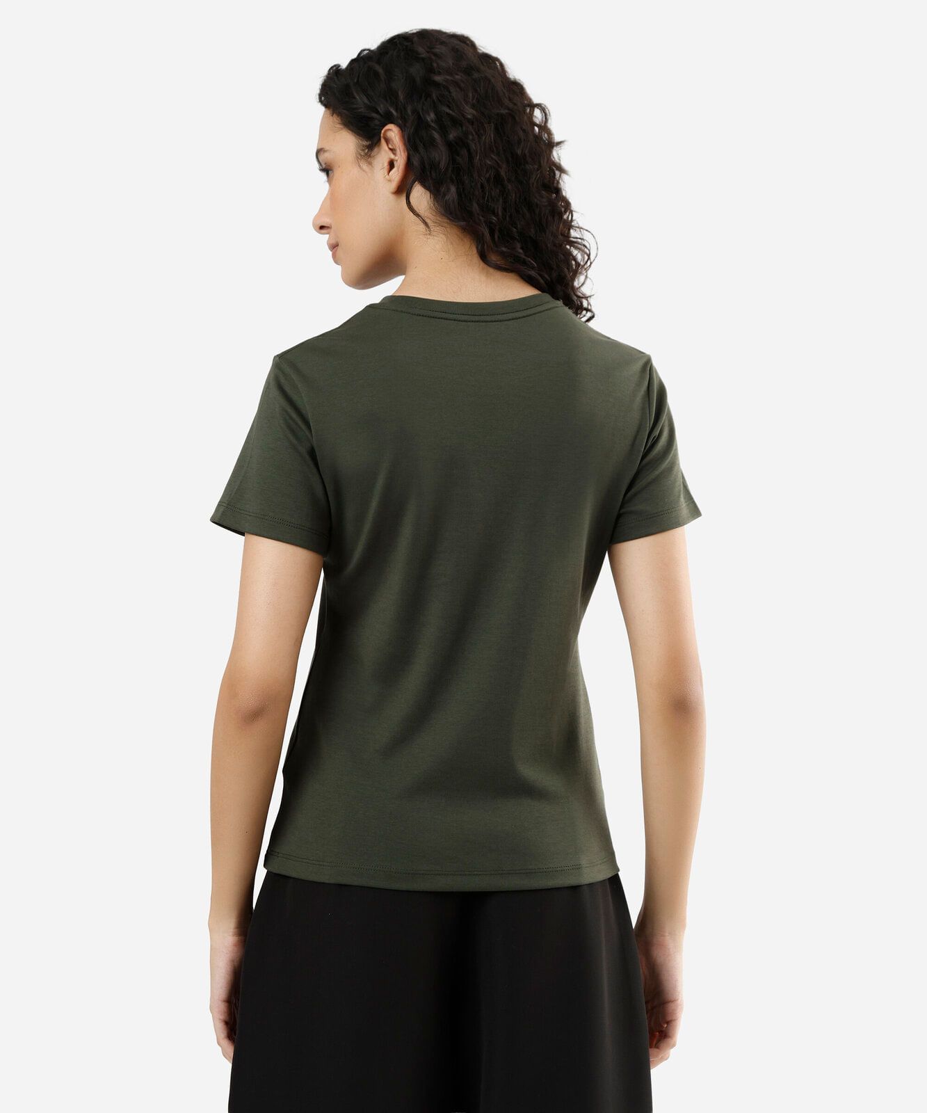 camiseta slim feminina de algodão peruano manga curta verde