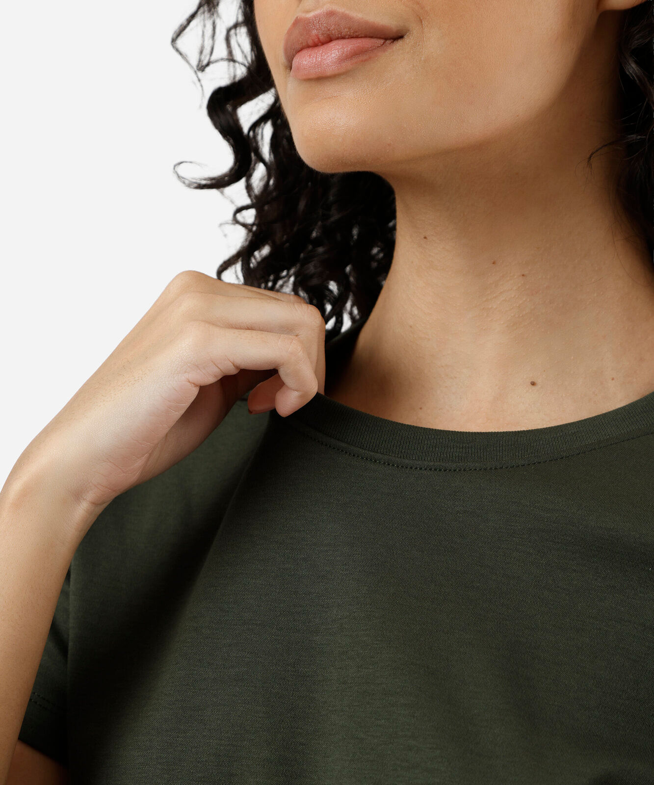 camiseta slim feminina de algodão peruano manga curta verde