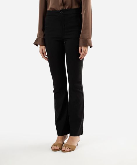 calça flare de alfaiataria feminina cintura alta preta
