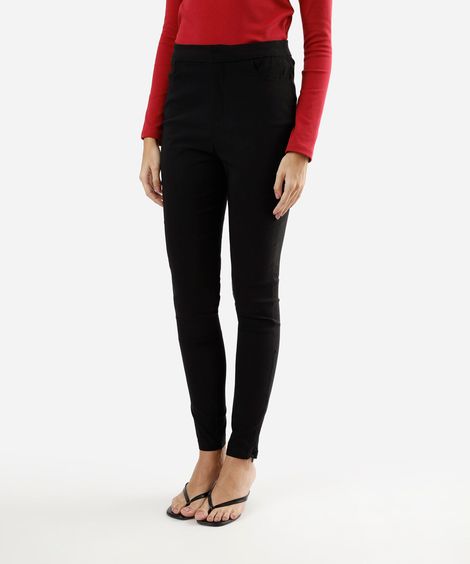 calça skinny de alfaiataria feminina cintura alta preta