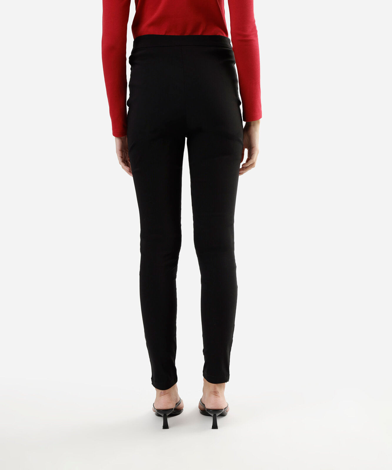 calça skinny de alfaiataria feminina cintura alta preta