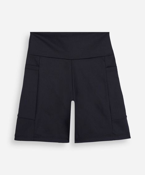 short juvenil esportivo com bolsos preto