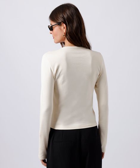 blusa feminina de algodão peruano manga longa mindset off white