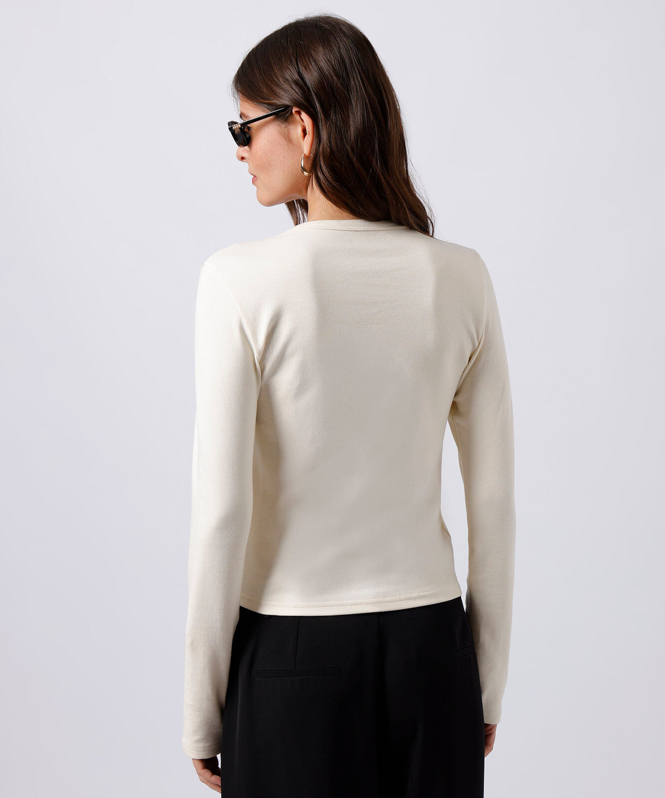 blusa feminina de algodão peruano manga longa mindset off white