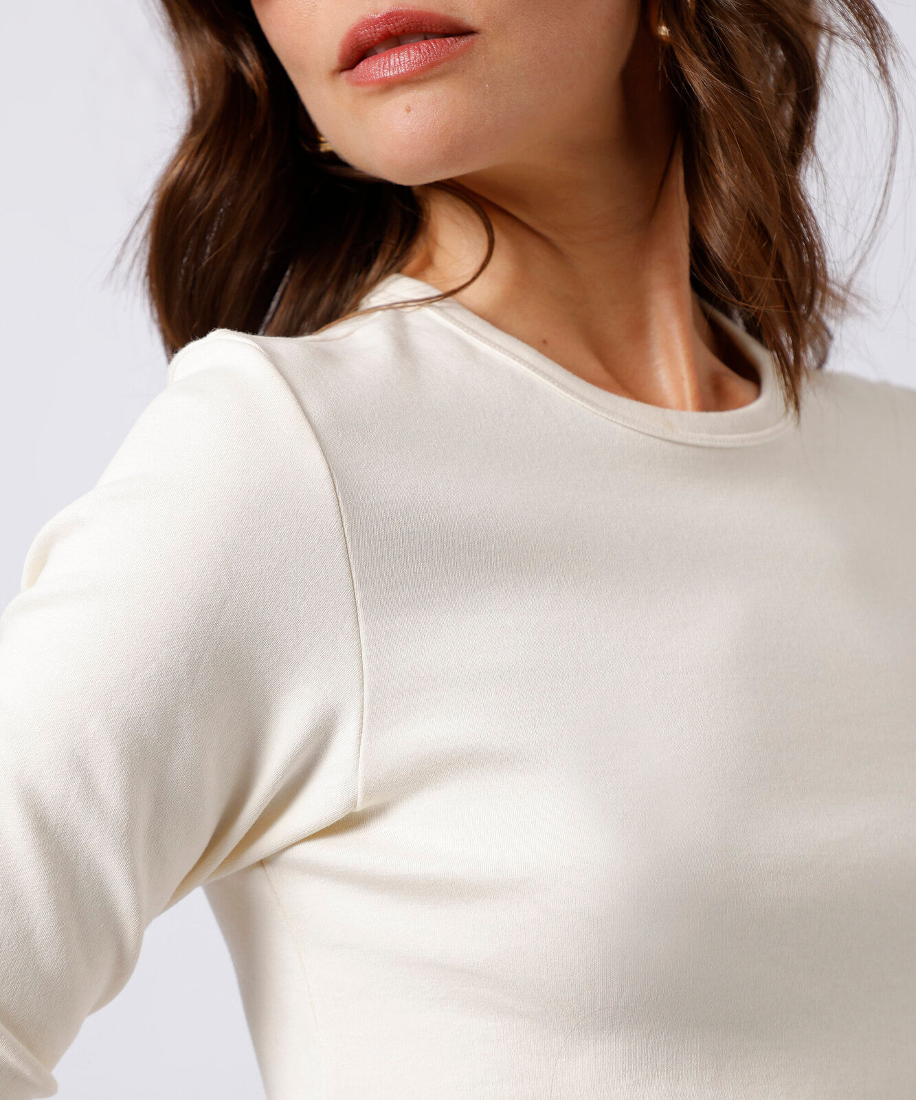 blusa feminina de algodão peruano manga longa mindset off white