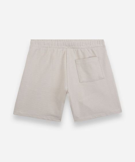 short infantil cós elástico recorte canelado bege