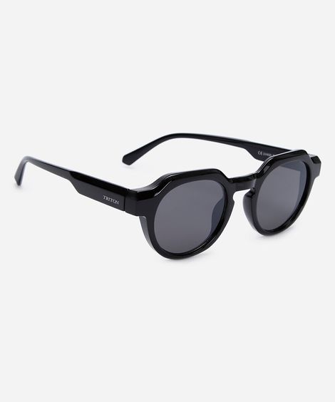 óculos de sol unissex redondo de acetato triton preto