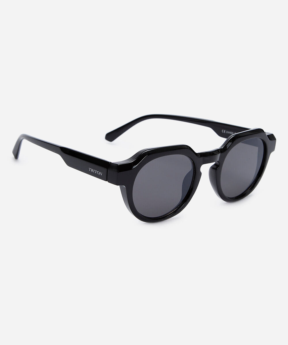 óculos de sol unissex redondo de acetato triton preto