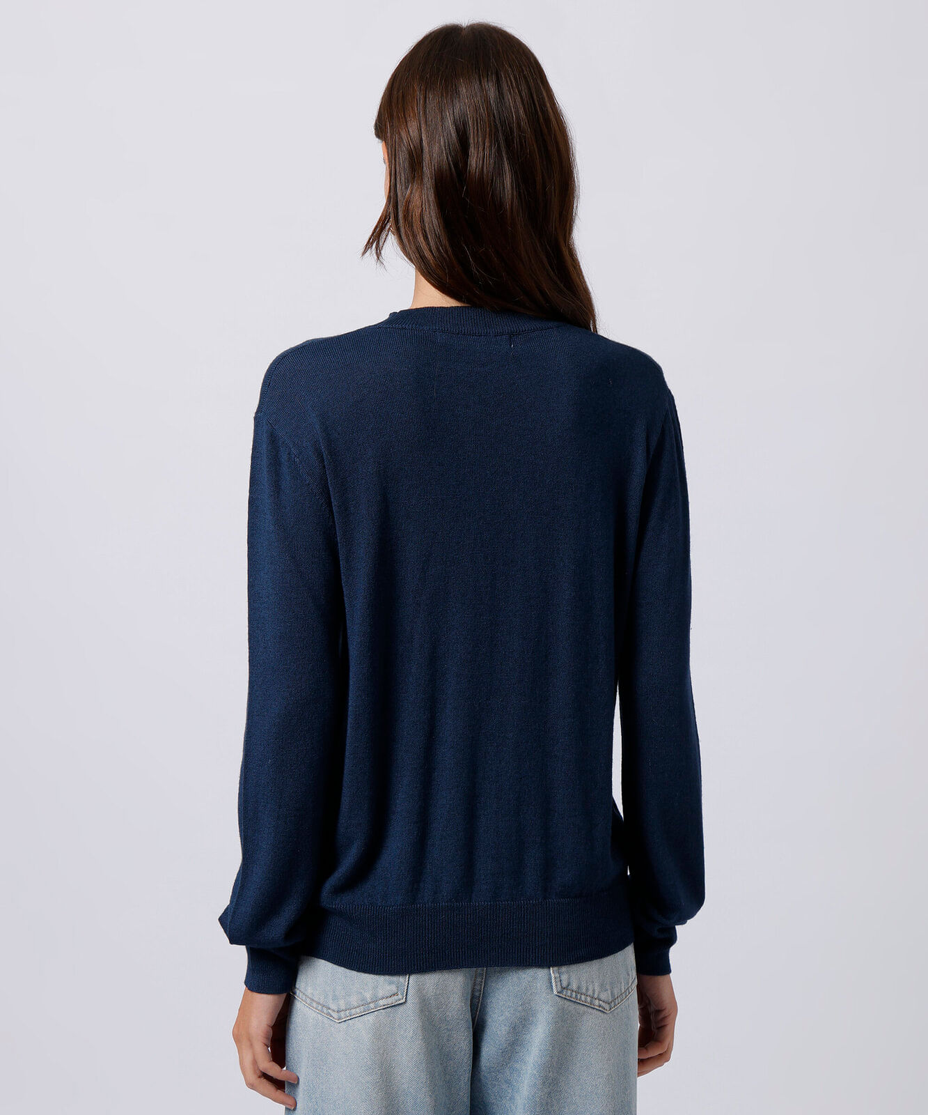 suéter feminino de tricot com lã mindset azul