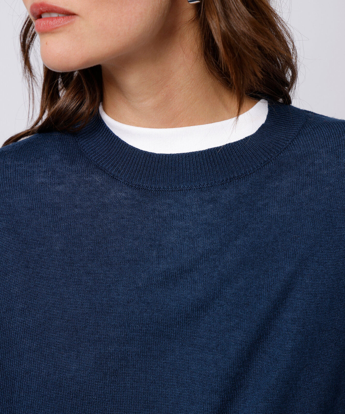 suéter feminino de tricot com lã mindset azul